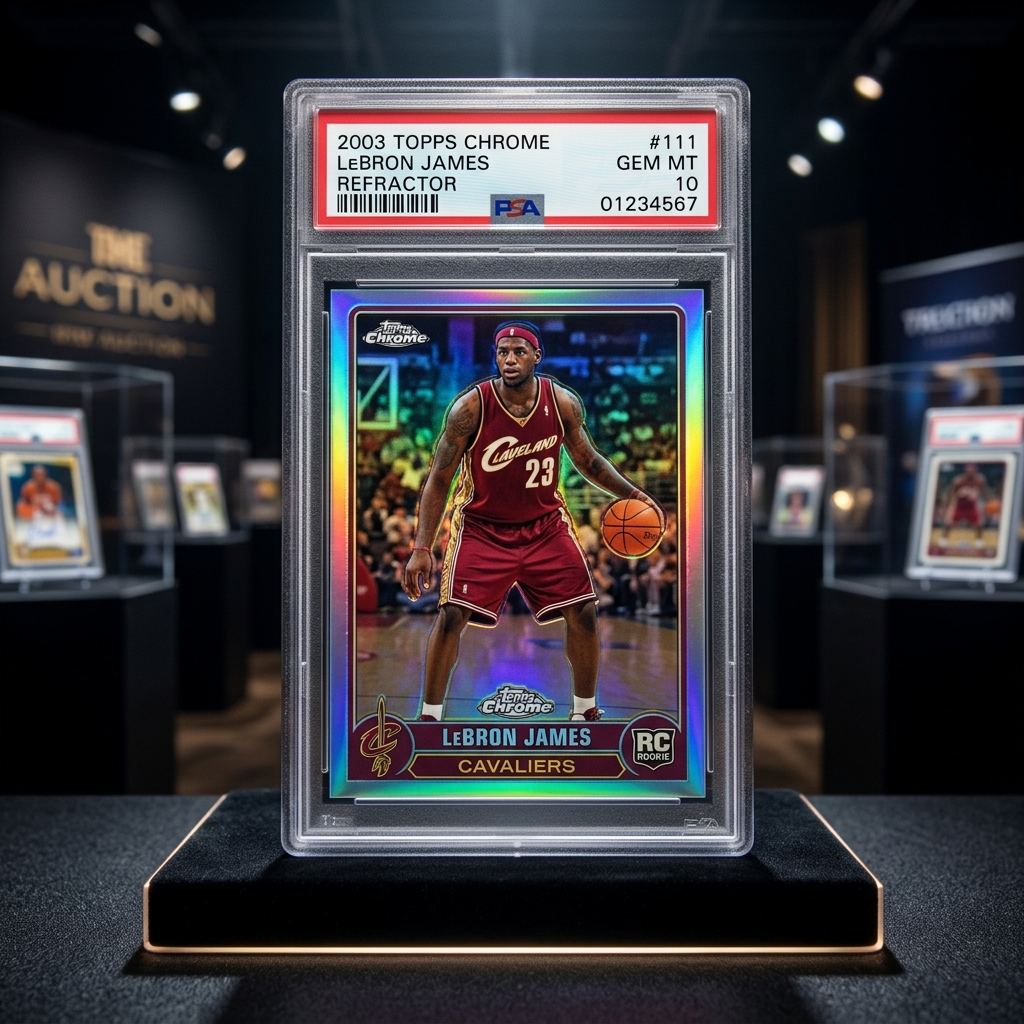 LeBron James 2003 Topps Chrome #111 rookie card — Refractor PSA 10 sold for $2.4M